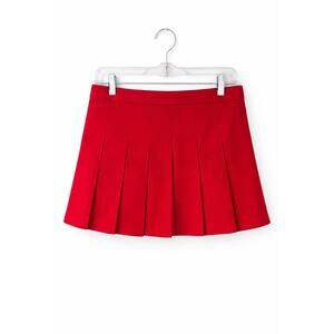 Y2K Red Academia Pleated Skirt Womens Size S Preppy University 90s Schoolgirl